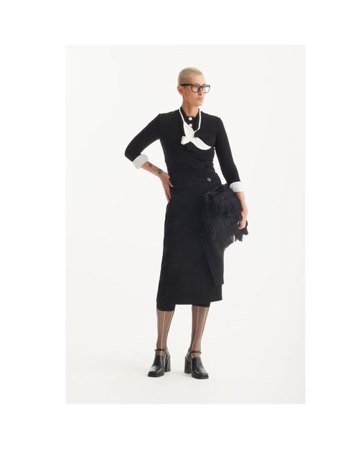 Julia Allert Black Stylish Formal Fitted Midi Dress