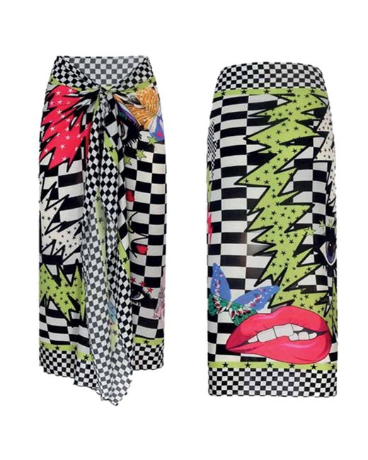LOVEIST STORE White Scacchi Printed Sarong Pareo