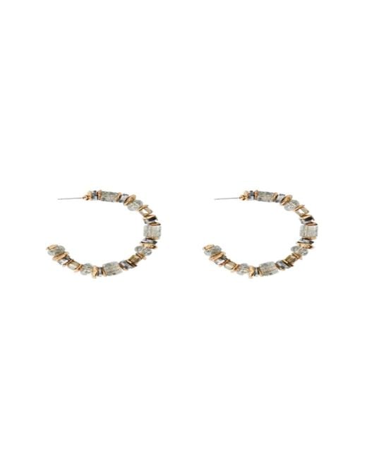 Saachi Metallic Beaded Crystal Hoop Earring