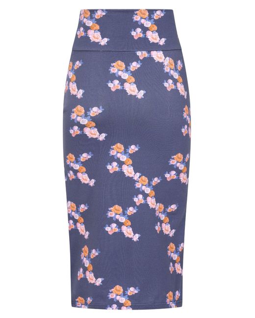 Sophie Cameron Davies Blue Floral Midi Jersey Skirt