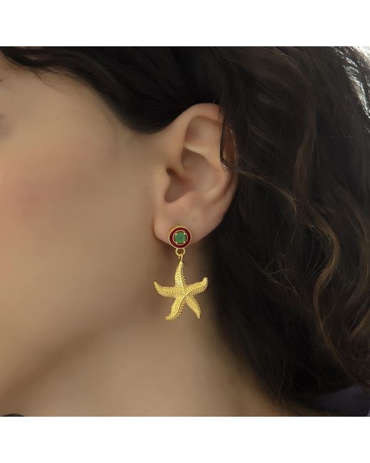 Milou Jewelry Metallic Starfish Drop Earrings