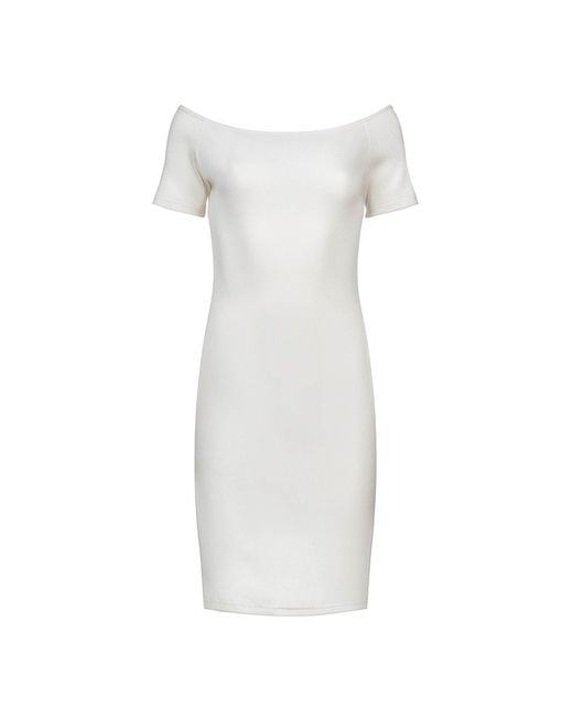 Conquista White Off-Shoulder Cotton Fitted Dress