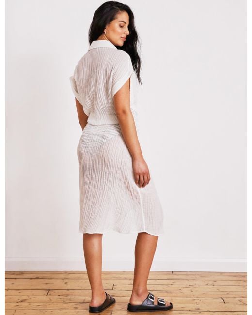 The Summer Edit White Georgia Crinkle Linen Wrap Dress