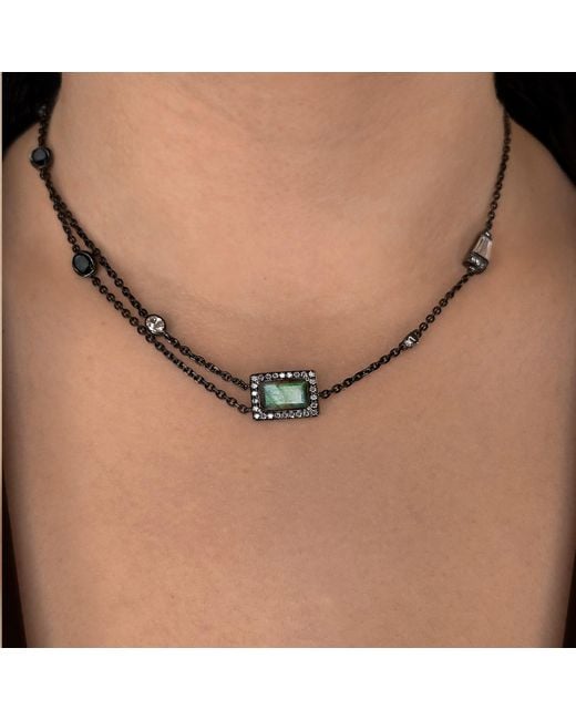 SALLY SKOUFIS Metallic Polarity Necklace With Natural Diamond & Labradorite
