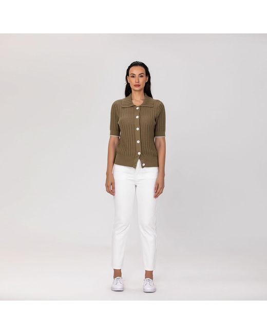 Smart and Joy Green Short-Sleeve Knit Cardigan