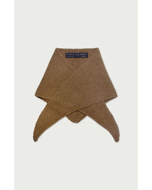 Paul James Knitwear Brown Cotton Garter Knit Fynn Mini Neckerchief