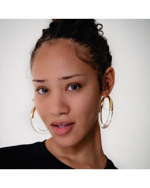 Gold & Honey Metallic Xl Clear And Chunky Graduated Hoop Earrings