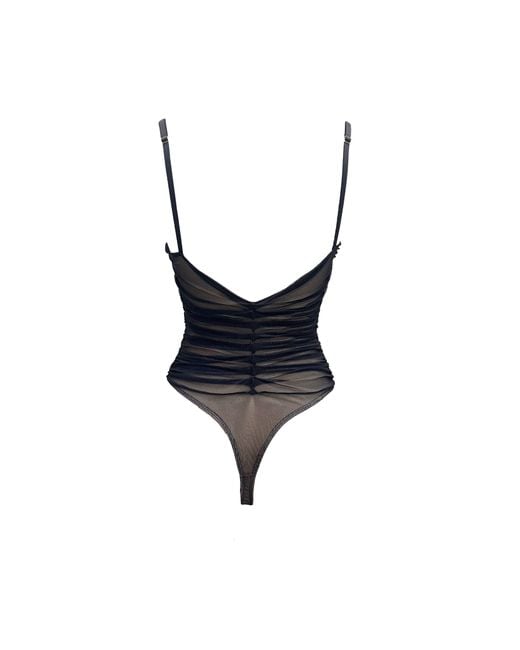 Carol Coelho Blue Terminator Tulle Ruched Bodysuit