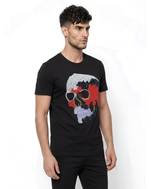 Any Old Iron Black Infra Beaded T-Shirt for men