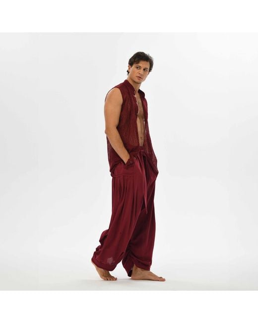Zhenabia Red Ember Vest Sleeveless Shirt Summer Resort for men