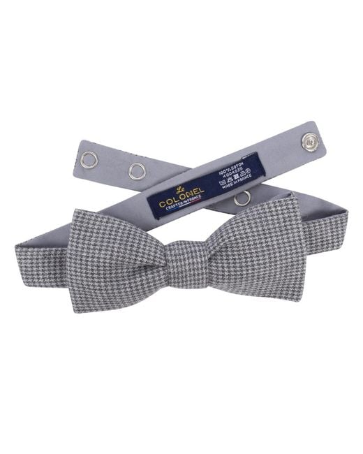 LE COLONEL Gray Houndstooth Bow Tie for men