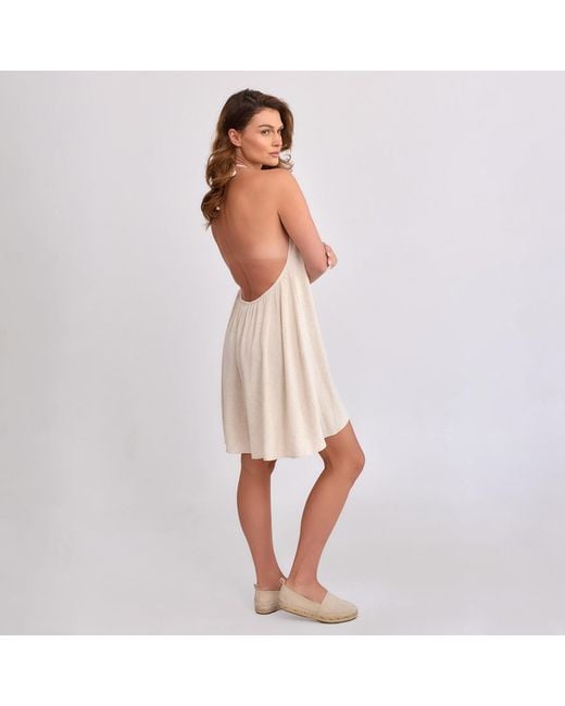 Mandragora White Neutrals Summer Dress With Open Back