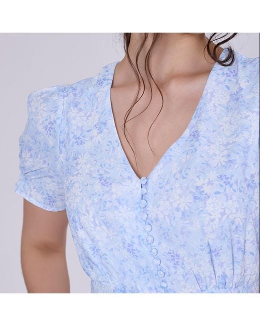Smart and Joy Blue Flared Empire Dress With Liberty Print