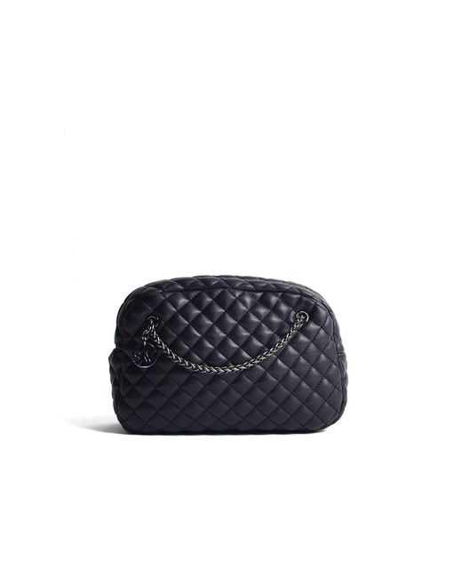 SJW BAGS LONDON Gray Carlton Vegan Leather Quilted Handbag