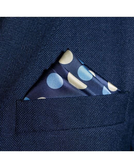 Otway & Orford Blue 'Planetarium' Polka Dot Silk Pocket Square for men