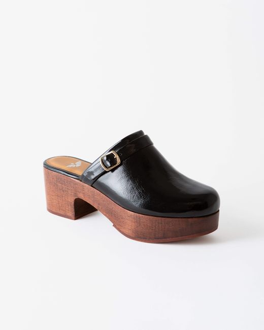 Fortress Brown Abby Platform Clog Crinkle Patent
