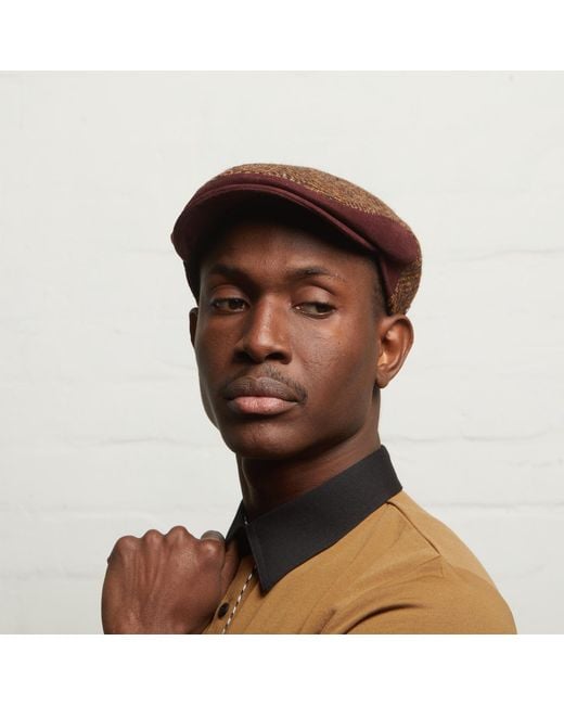 Dasmarca Hats Brown Drake Tweed Herringbone Italian Virgin Wool Cap For for men