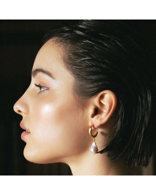 EVA REMENYI White Archaic Baroque Pearl Hoop Earrings