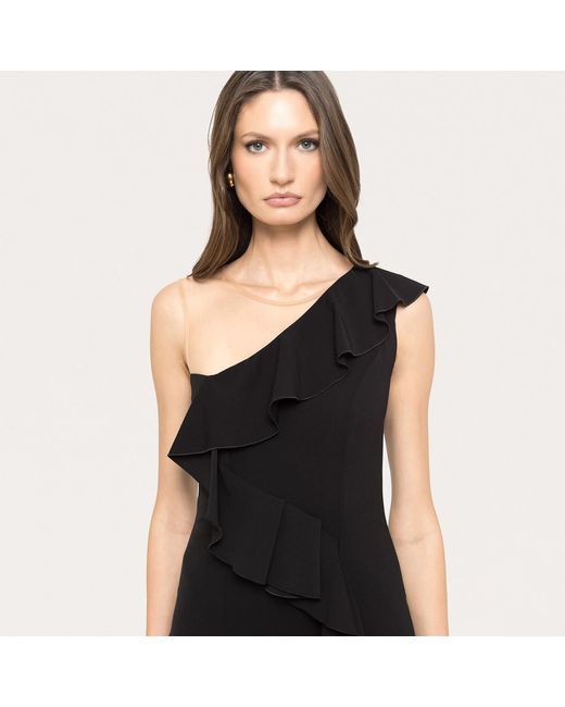 Nissa Black Ruffled Midi Dress