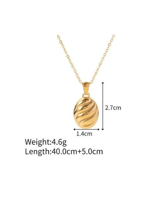 Nazzar Metallic Oval Croissant Wave Pendant Necklace