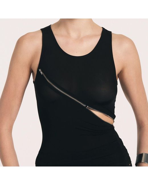 Lunatic Femme Black Zip Tease Sheer Zipper Tank