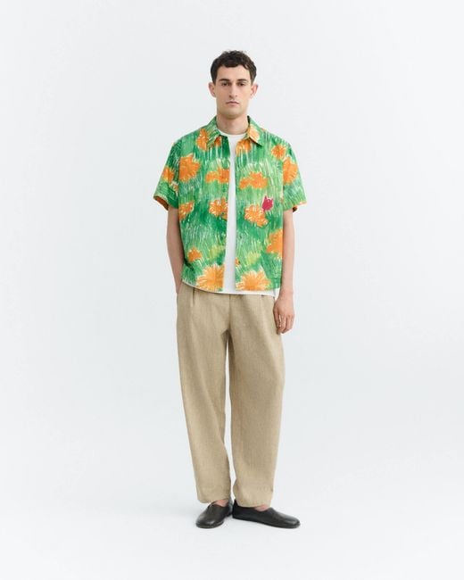 Thinking Mu Green Crayon Paddy Flower Shirt for men