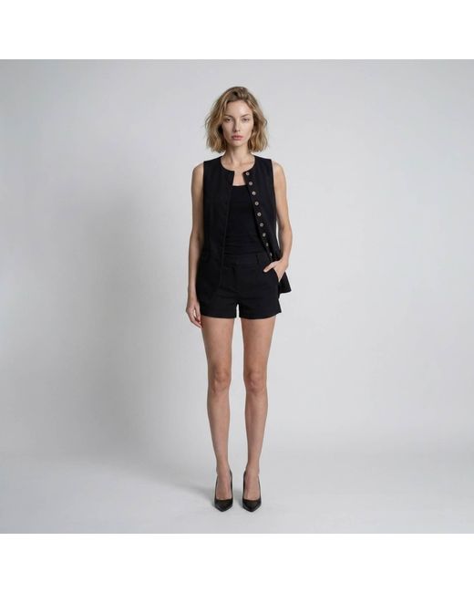 Modenaire Blue Longline Vest Structured Button Front