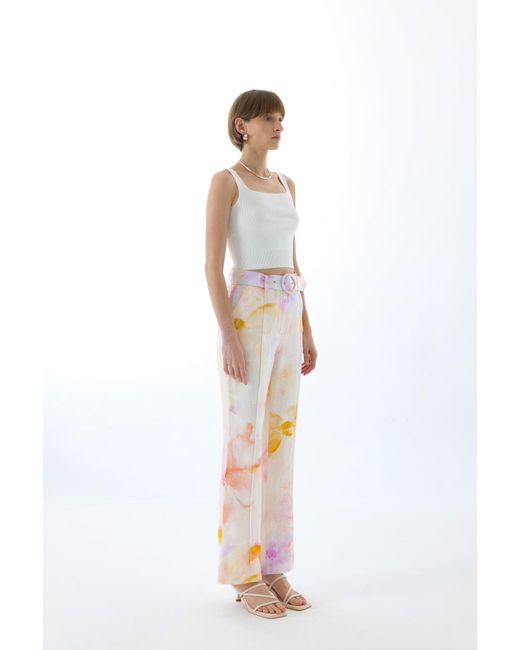 We Are Kindred Pink Josephine Flare Belt Pants-Rose