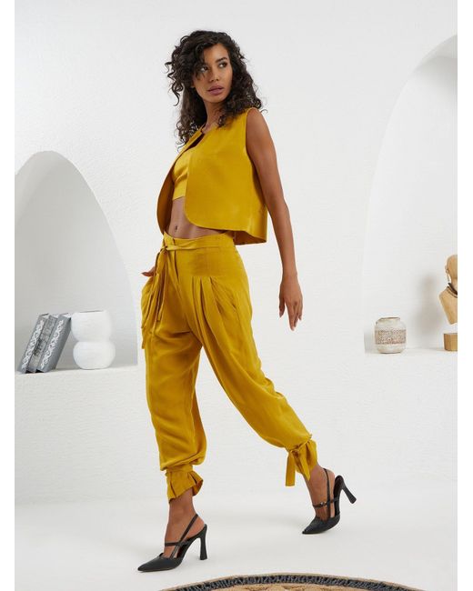 Lumina Eligma Yellow The Arabesque Vest Ensemble – Mustard