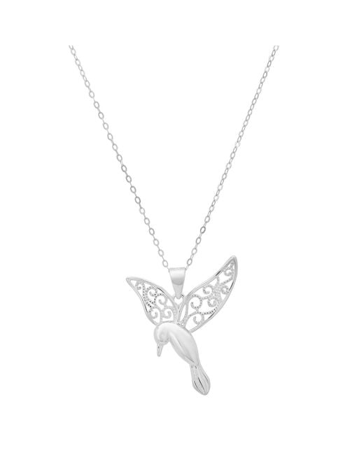 Kylie Harper Metallic Sterling Vintage Filigree Hummingbird Necklace