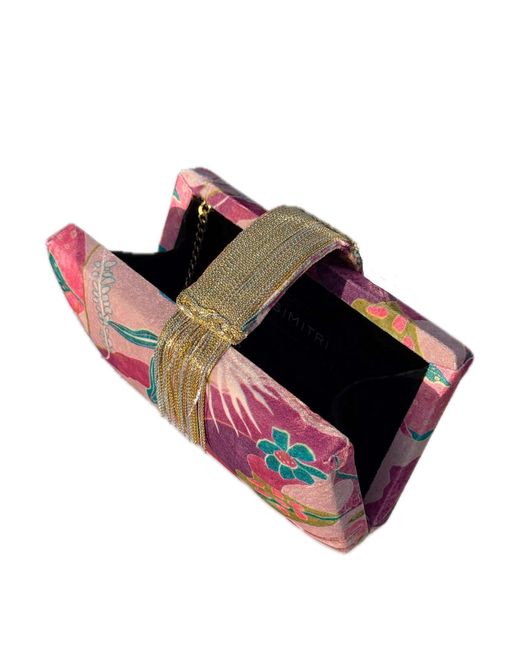 Simitri Purple Petals Fringe Clutch Bag