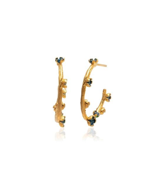 Milou Jewelry Blue Small Flower Hoop Earrings