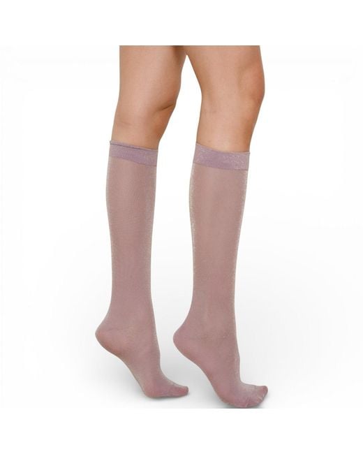 HIGH HEEL JUNGLE by KATHRYN EISMAN Purple Glitterati Tall Socks