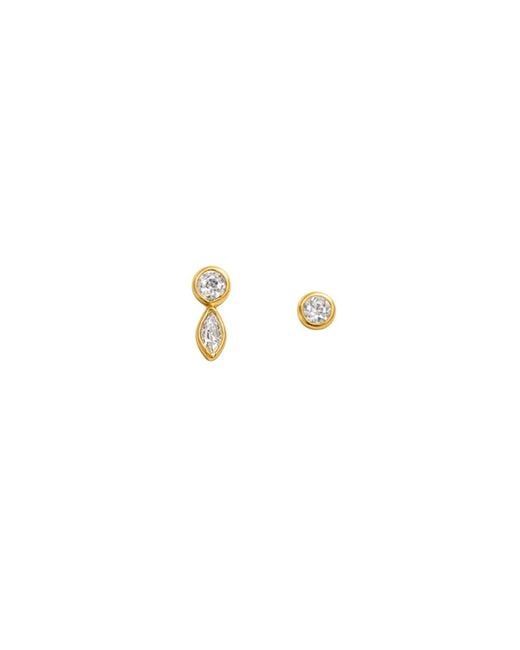 Lily Flo Jewellery Metallic Brilliant And Marquise Cut Assymetric Diamond Studs