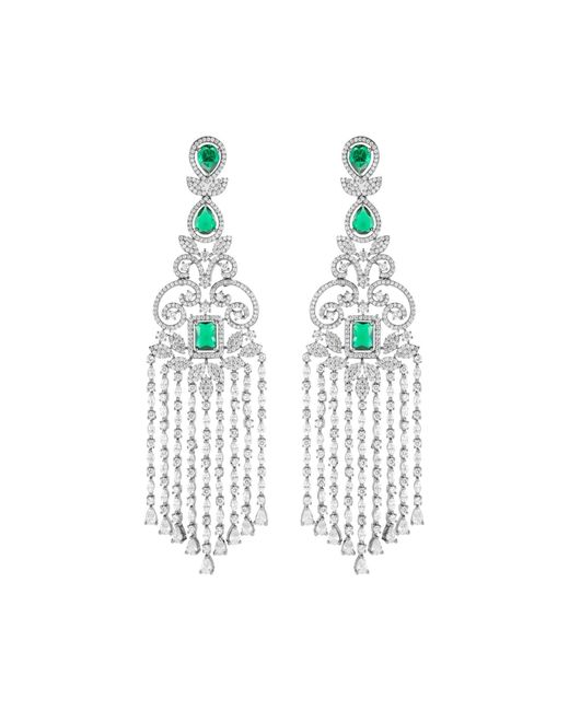 Meraki by Rashmi Bajaj White Antoine De Boucles Cubic Zirconia Earrings