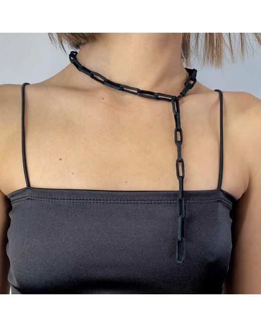 WAIWAI Black Multifunctional Leather Chain Necklace