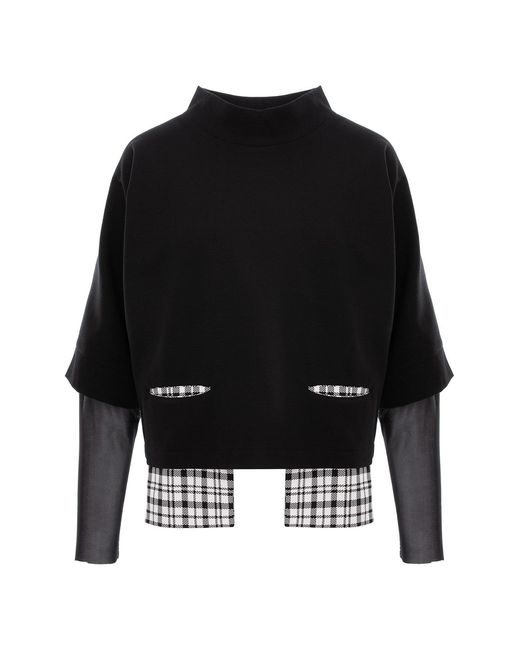 Larisa Dragna Black Midnight Tee Contrast Blouse