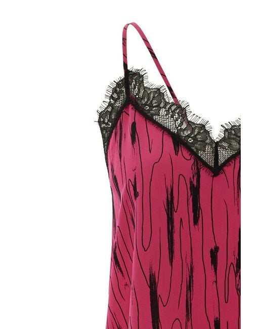 Exquise Red Printed Spaghetti Strap Blouse