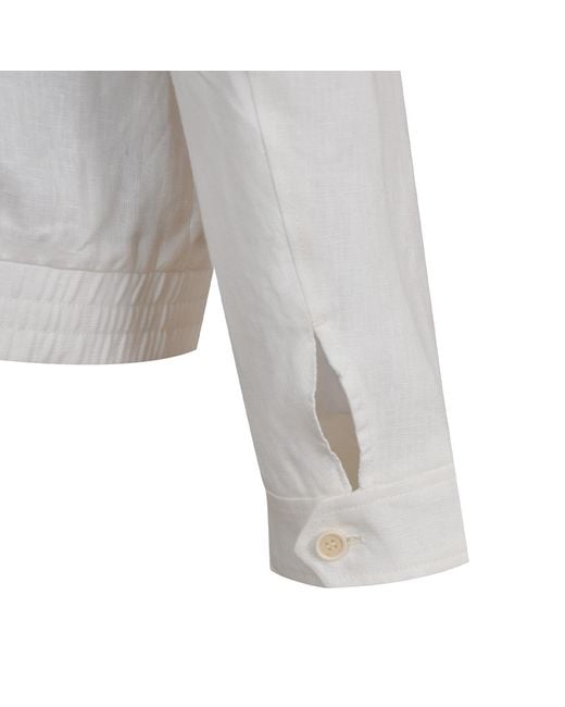 DAVID WEJ White Hugo Linen Aviator Jacket for men