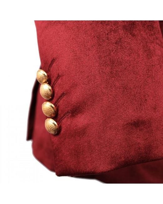 DAVID WEJ Red Maison Velvet Double Breasted Peak Lapel Two Piece Suit – Burgundy for men