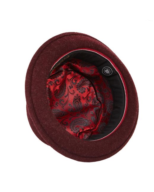 Dasmarca Hats Red Quintin Merlot Felt Oval Crown Porkpie Hat for men