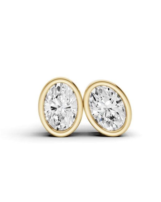 SEREIA OFFICIAL Metallic 14K Studs 0.5 Carat Earrings Oval Bezel