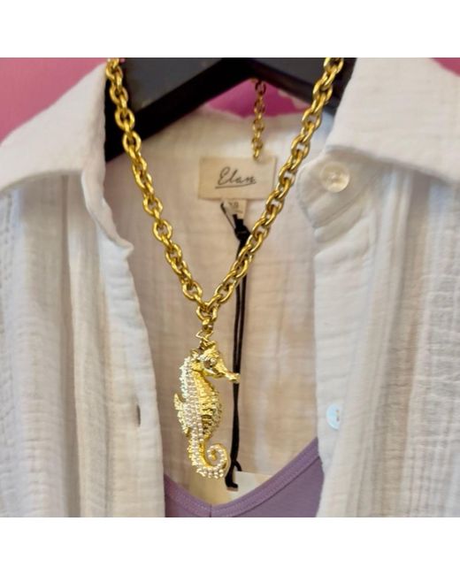 Jagged Halo Jewelry Metallic Tanya Seahorse Pendant Necklace