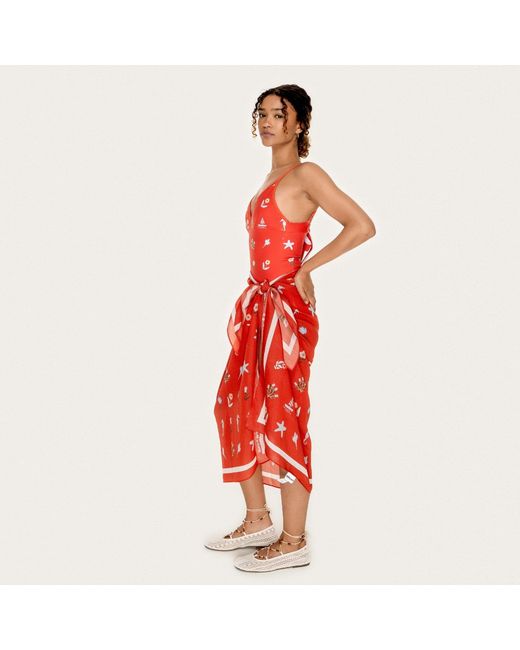 Jessie Zhao New York Red Beach Sarong Wrap Tides