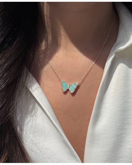 KAMARIA Red Opal Butterfly Necklace With Crystals
