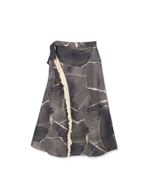 Profile Nyc Gray Faux Wrap Fringe Skirt