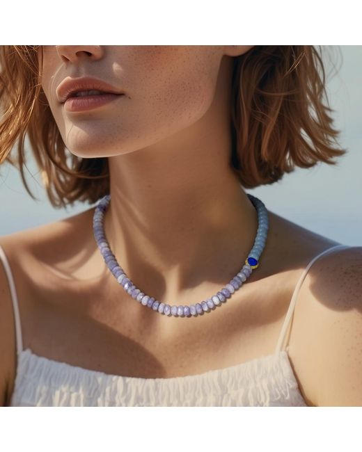 Bombyx House Metallic Kunzite Aquamarine Lapis Color Block Necklace