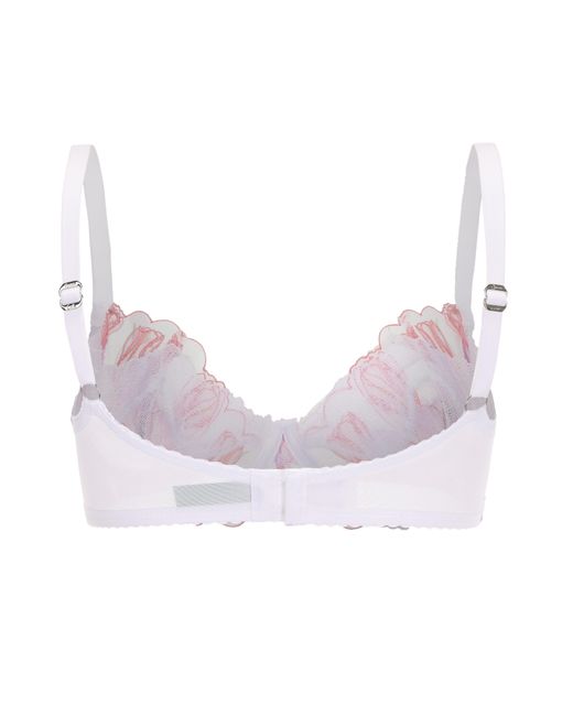Amour D'agnette Pink Stephanie Dual Layer Orchid Embroidery Plunge Bra