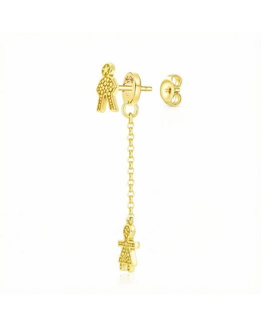 Unaloe Metallic Plated Pavé Effect Stud And Chain Drop Earrings Luxury Jewelry For