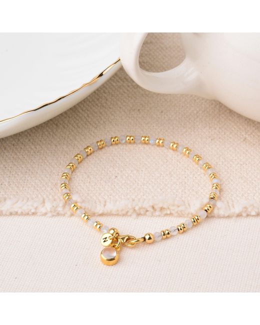 Nellou Jewellery Metallic Neutrals Linear June Birthstone Bracelet Moonstone Sterling